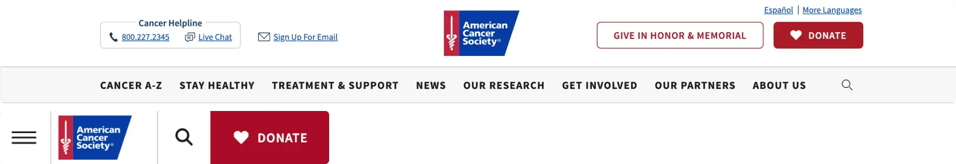 2019 desktop and mobile header designs.