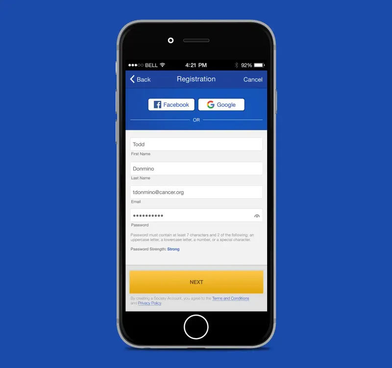 FUNdraising app select an event screen - General Theme.