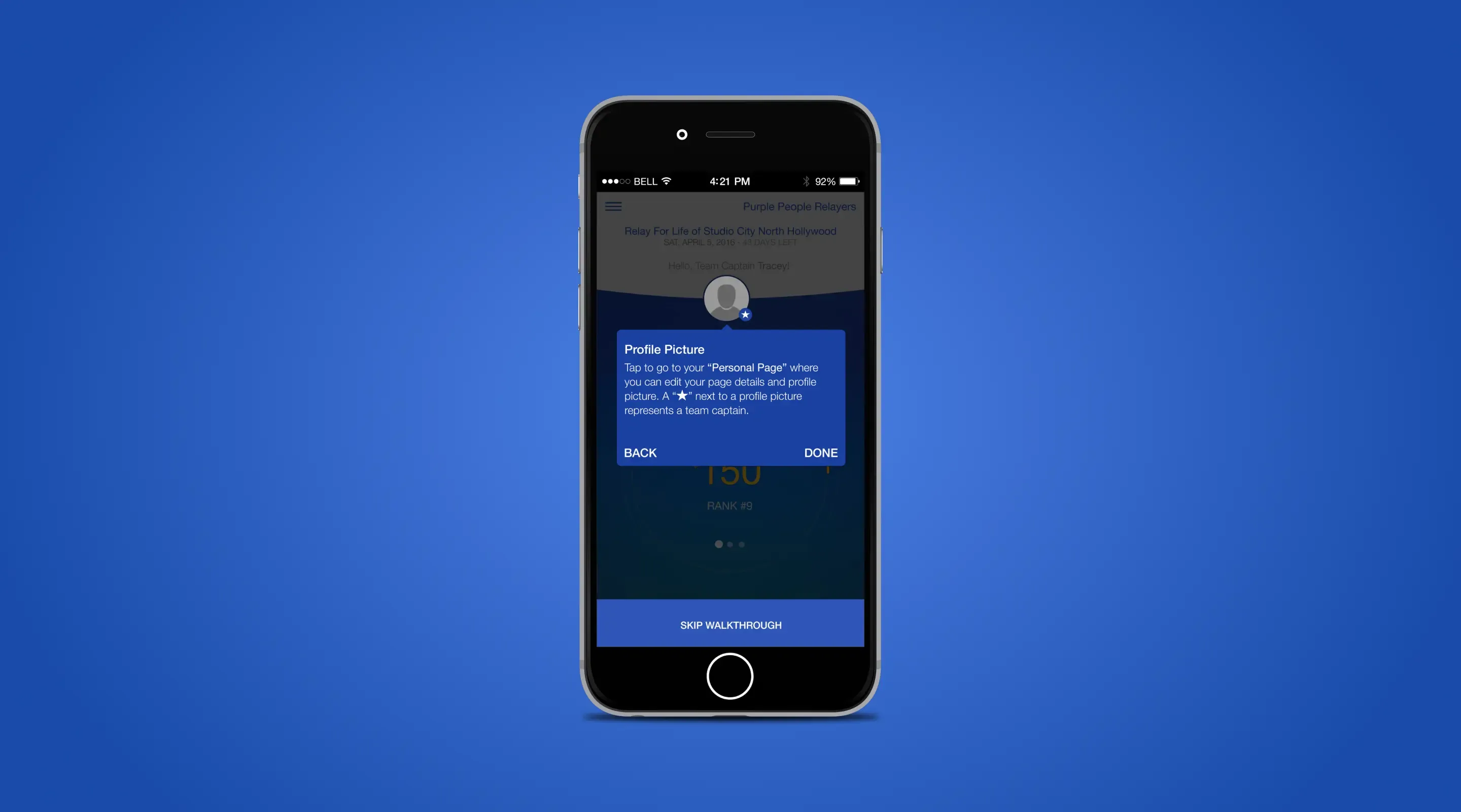 Mobile app general theme profile modal