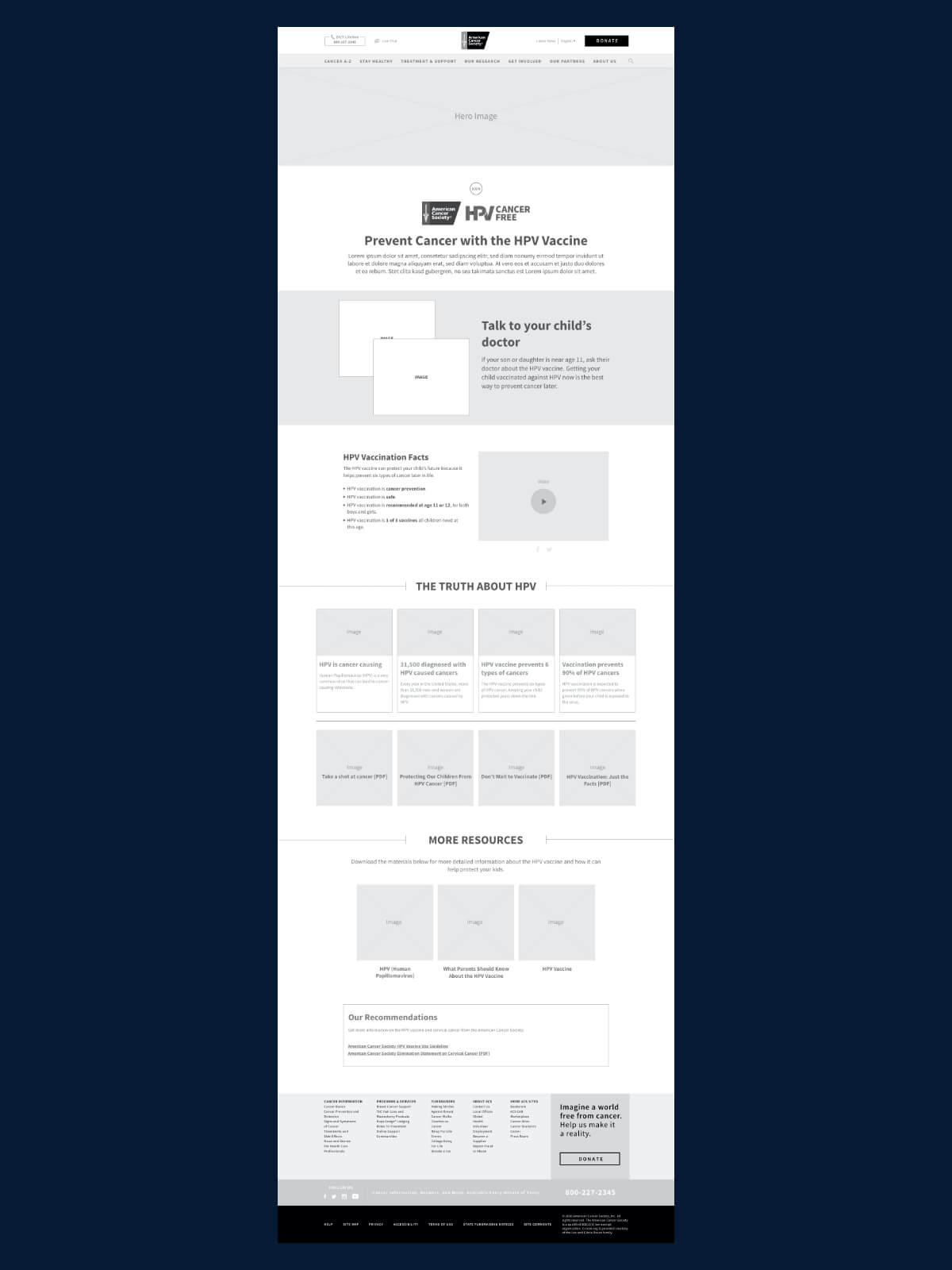 HPV page wireframe