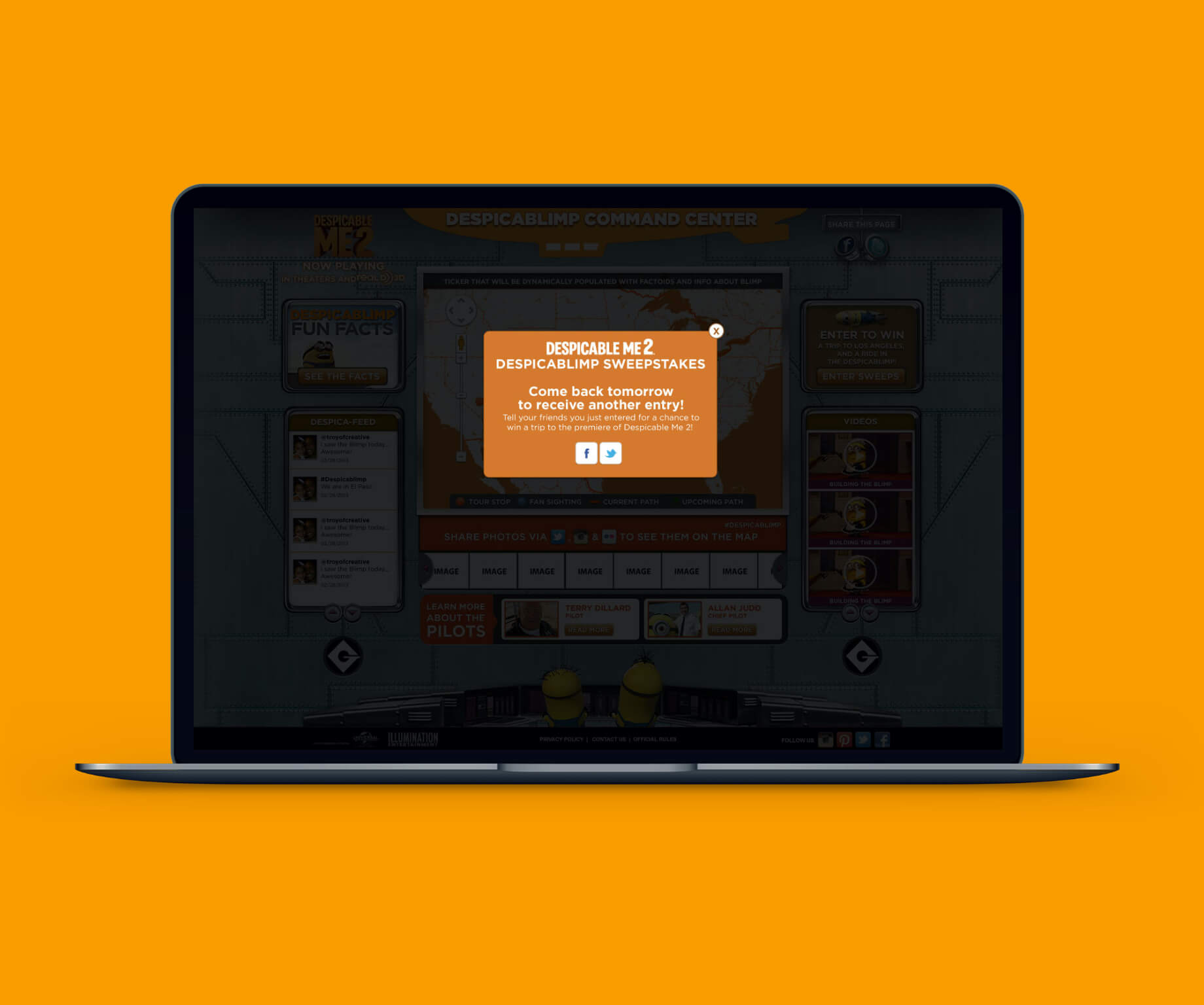 Image of Despicablimp Sweepstakes Confirmation Modal